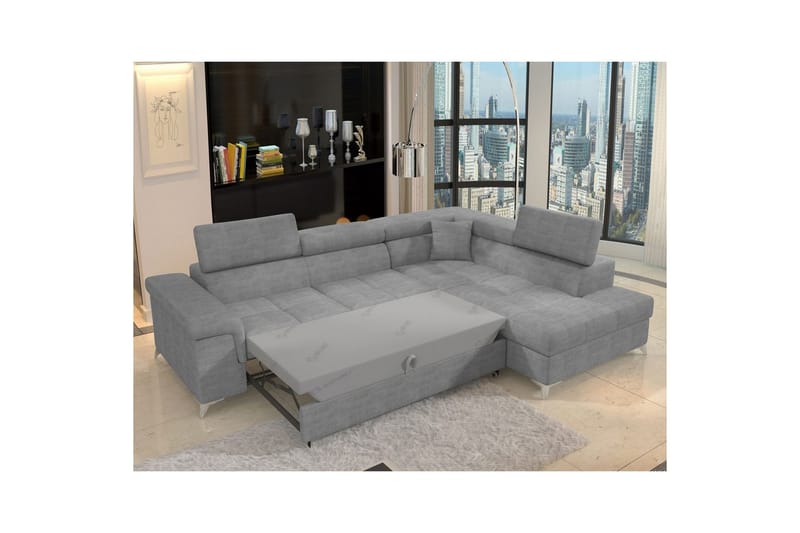 Hörnsoffa Eltap Eridano 275x202x88 cm - Manhattan 03, Ljusgrå, Höger - Möbler - Vardagsrum - Bäddsoffor