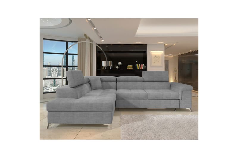 Hörnsoffa Eltap Eridano 275x202x88 cm - Manhattan 03, Ljusgrå, Vänster - Möbler - Vardagsrum - Bäddsoffor