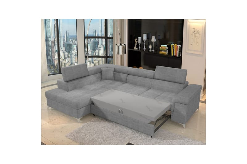 Hörnsoffa Eltap Eridano 275x202x88 cm - Manhattan 03, Ljusgrå, Vänster - Möbler - Vardagsrum - Bäddsoffor