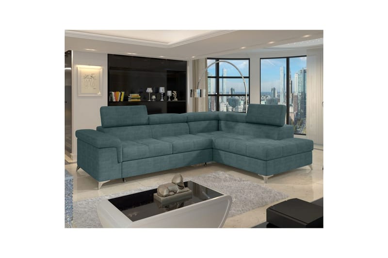 Hörnsoffa Eltap Eridano 275x202x88 cm - Manhattan 38, Grön, Höger - Möbler - Vardagsrum - Bäddsoffor