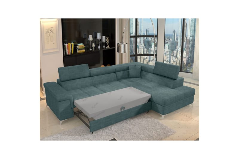Hörnsoffa Eltap Eridano 275x202x88 cm - Manhattan 38, Grön, Höger - Möbler - Vardagsrum - Bäddsoffor