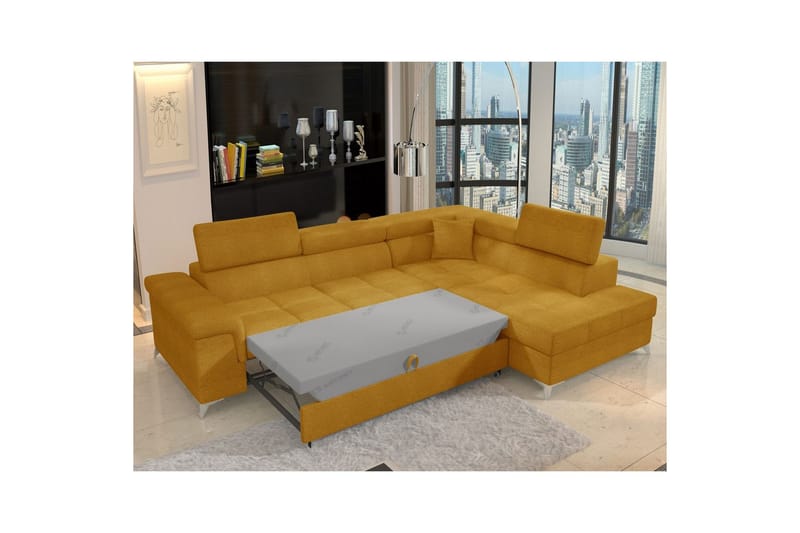Hörnsoffa Eltap Eridano 275x202x88 cm - Omega 68, Gul, Höger - Möbler - Vardagsrum - Bäddsoffor