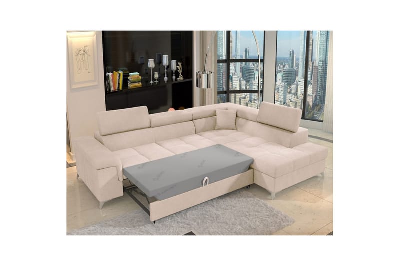 Hörnsoffa Eltap Eridano 275x202x88 cm - Raquel 18, Beige, Höger - Möbler - Vardagsrum - Bäddsoffor