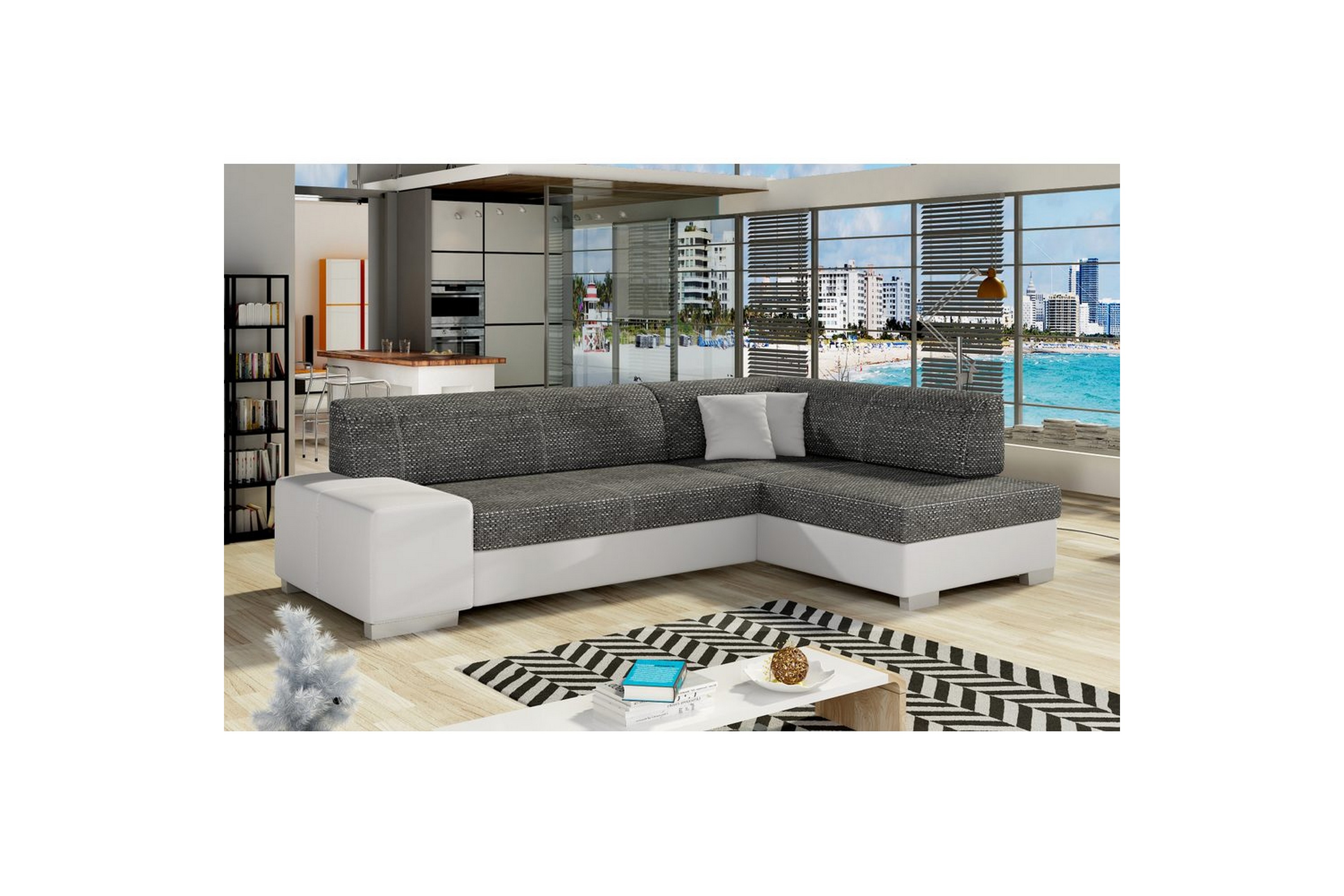 hörnsoffa eltap fabio 268x167x73 cm - berlin 02, mjuk 17, svart, vit, höger