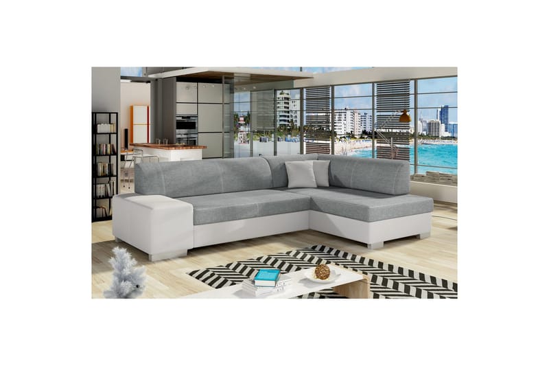 Hörnsoffa Eltap Fabio 268x167x73 cm, Överdrag 83, Mjuk 17, Grå, Vit, Höger