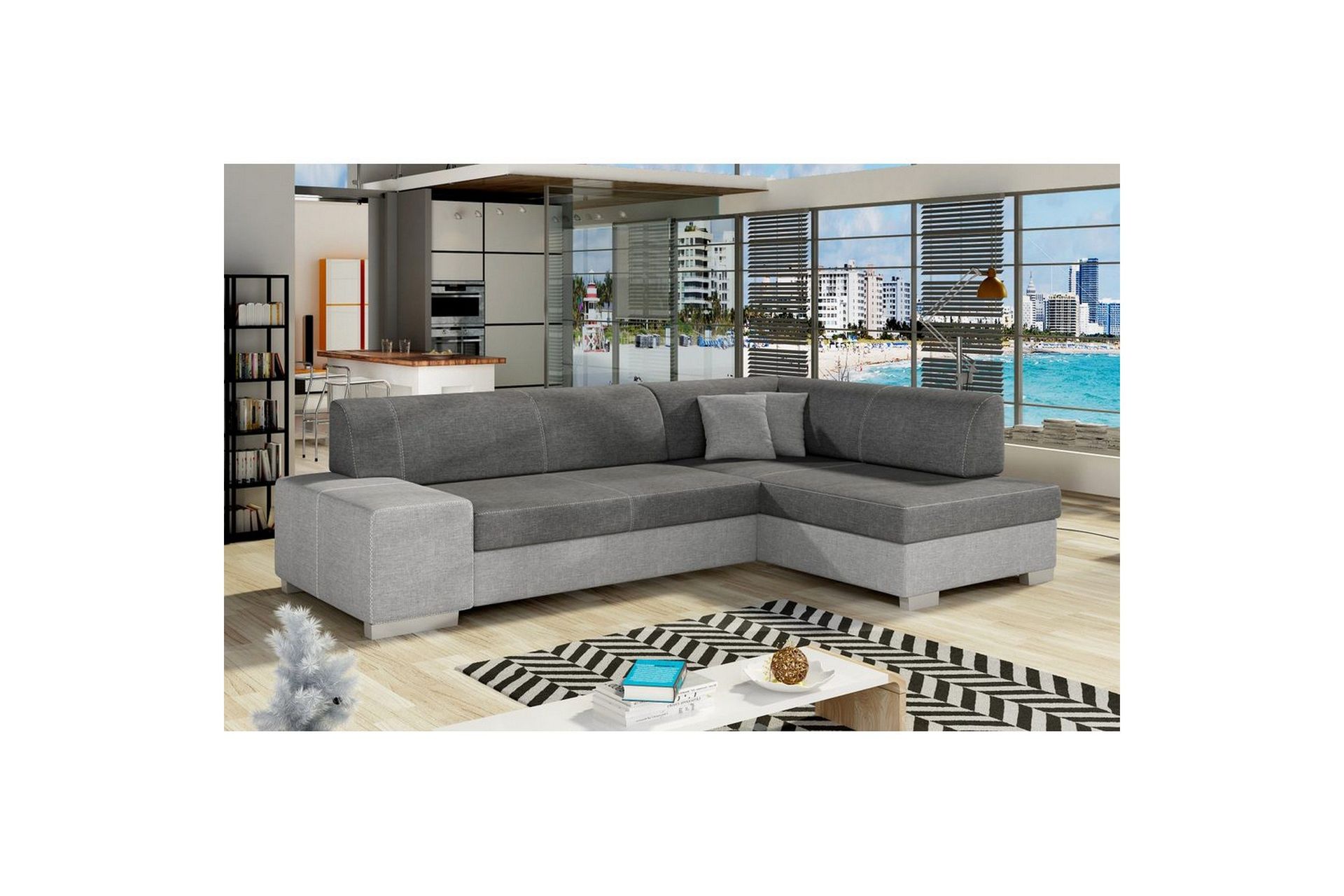 H&ouml;rnsoffa Eltap Fabio 268x167x73 cm - Sawana 05, Sawana 21, Gr&aring;, H&ouml;ger