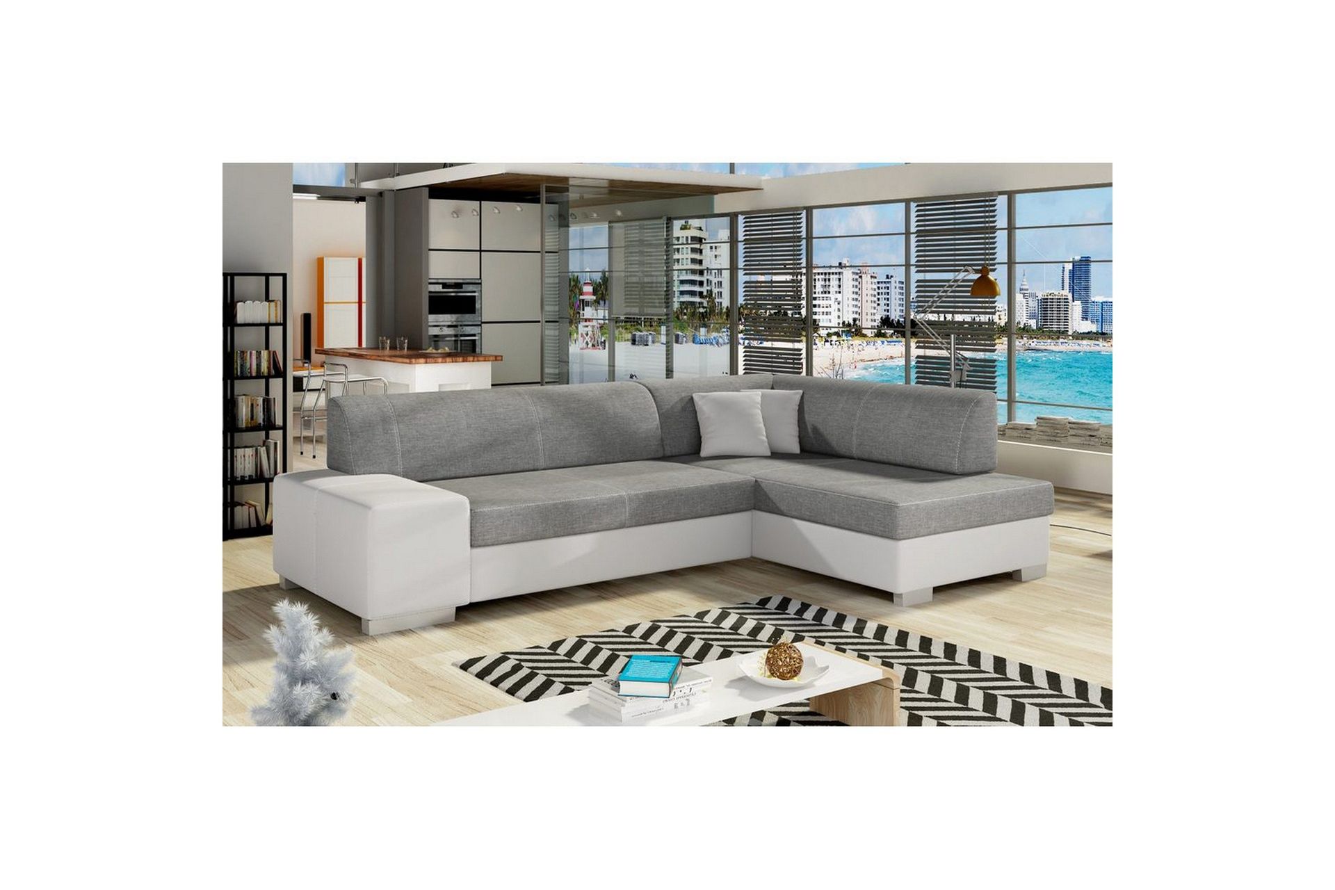 hörnsoffa eltap fabio 268x167x73 cm - sawana 05, soft 17, grå, vit, höger