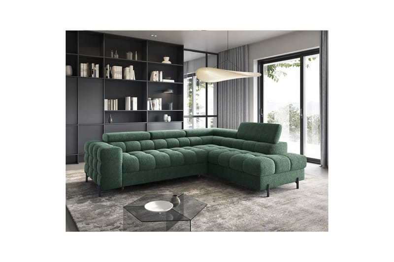 Hörnsoffa Eltap Ferucce 276x200x93 cm - Amore 35, Mörkgrön, Höger - Möbler - Vardagsrum - Bäddsoffor