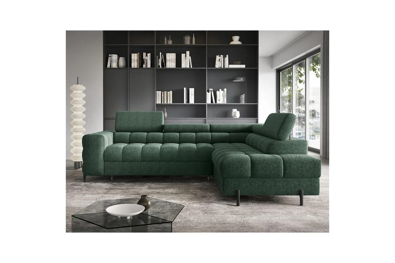 Hörnsoffa Eltap Ferucce 276x200x93 cm - Amore 35, Mörkgrön, Höger - Möbler - Vardagsrum - Bäddsoffor