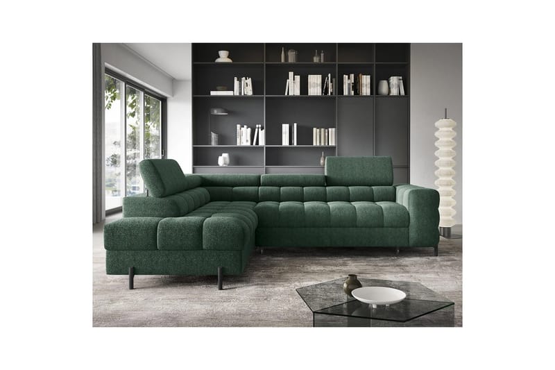 Hörnsoffa Eltap Ferucce 276x200x93 cm - Amore 35, Mörkgrön, Vänster - Möbler - Vardagsrum - Bäddsoffor
