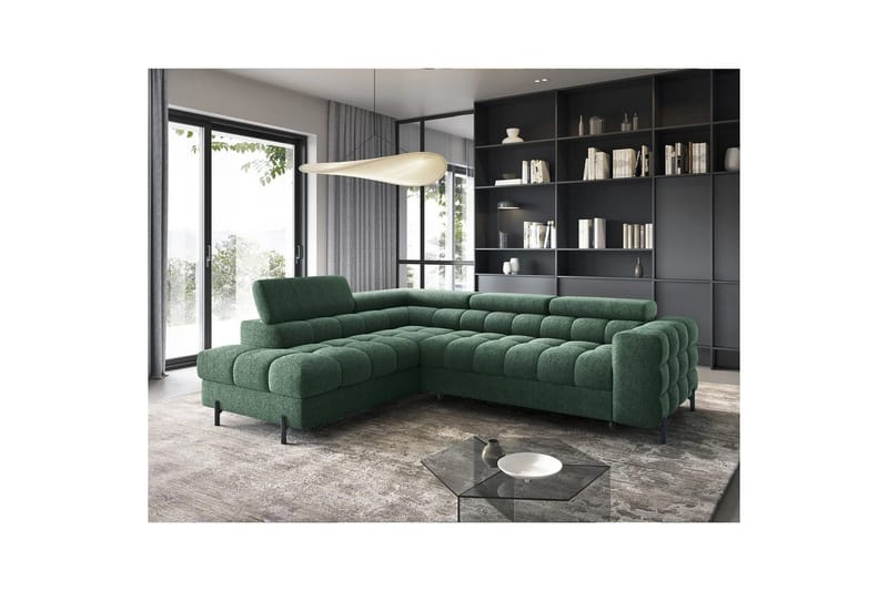 Hörnsoffa Eltap Ferucce 276x200x93 cm - Amore 35, Mörkgrön, Vänster - Möbler - Vardagsrum - Bäddsoffor