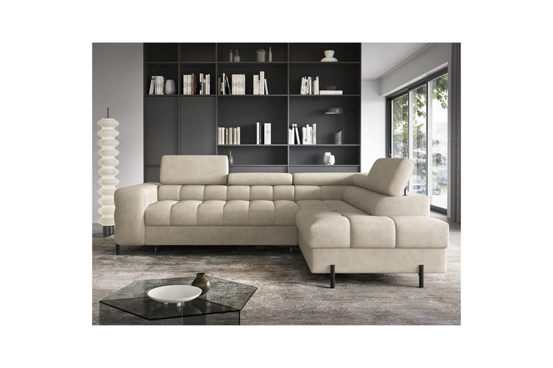 Hörnsoffa Eltap Ferucce 276x200x93 cm - Aura 18, Beige, Höger - Möbler - Vardagsrum - Bäddsoffor