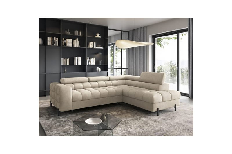 Hörnsoffa Eltap Ferucce 276x200x93 cm - Aura 18, Beige, Höger - Möbler - Vardagsrum - Bäddsoffor