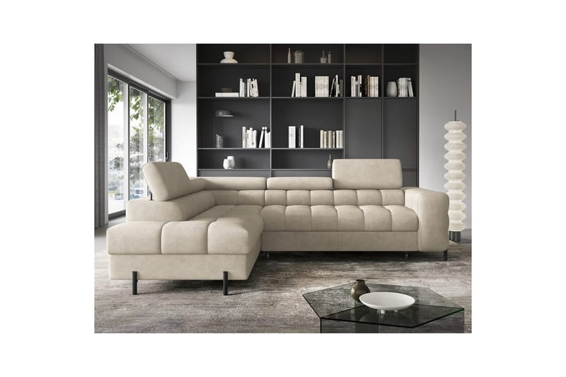 Hörnsoffa Eltap Ferucce 276x200x93 cm - Aura 18, Beige, Vänster - Möbler - Vardagsrum - Bäddsoffor
