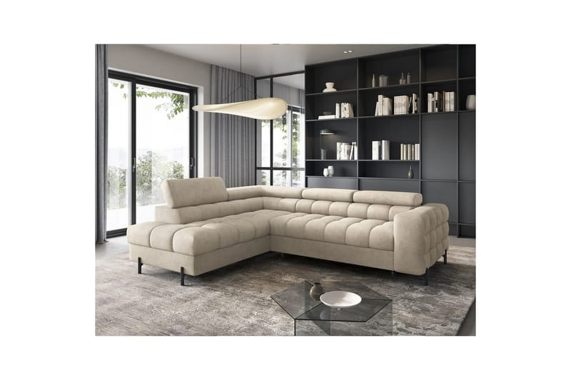 Hörnsoffa Eltap Ferucce 276x200x93 cm - Aura 18, Beige, Vänster - Möbler - Vardagsrum - Bäddsoffor