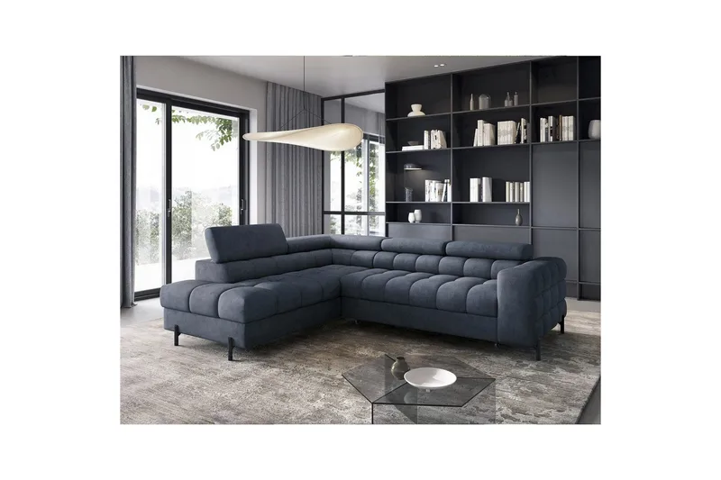 Hörnsoffa Eltap Ferucce 276x200x93 cm - Aura 40, Mörkblå, Vänster - Möbler - Vardagsrum - Bäddsoffor