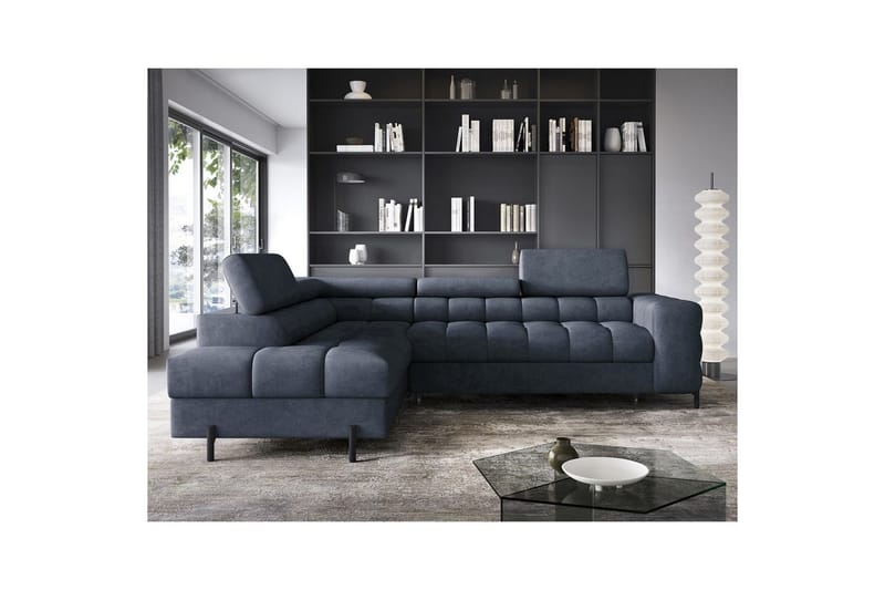 Hörnsoffa Eltap Ferucce 276x200x93 cm - Aura 40, Mörkblå, Vänster - Möbler - Vardagsrum - Bäddsoffor