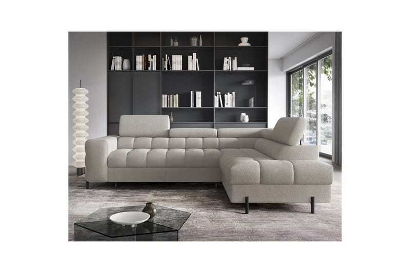 Hörnsoffa Eltap Ferucce 276x200x93 cm - Royal 18, Beige Ljus, Höger - Möbler - Vardagsrum - Bäddsoffor