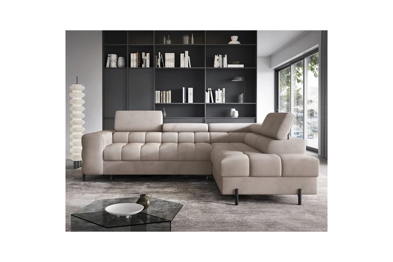 Hörnsoffa Eltap Ferucce 276x200x93 cm - Paros 02, Beige, Höger - Möbler - Vardagsrum - Bäddsoffor