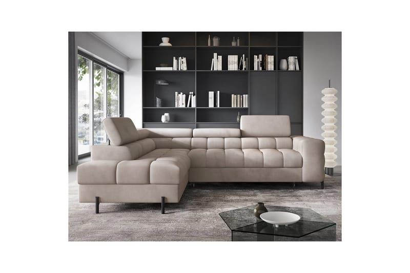 Hörnsoffa Eltap Ferucce 276x200x93 cm - Paros 02, Beige, Vänster - Möbler - Vardagsrum - Bäddsoffor