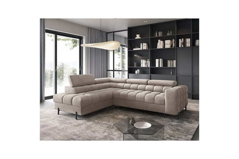 Hörnsoffa Eltap Ferucce 276x200x93 cm - Paros 02, Beige, Vänster - Möbler - Vardagsrum - Bäddsoffor