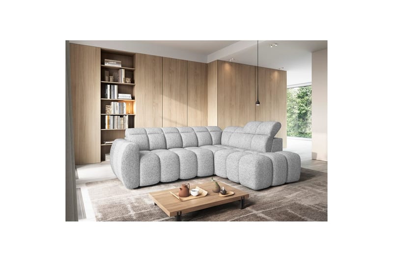 Hörnsoffa Eltap Flconn 258x208x107 cm - Korallin 01, Grå, Höger - Möbler - Vardagsrum - Bäddsoffor