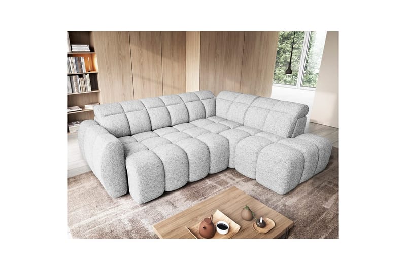 Hörnsoffa Eltap Flconn 258x208x107 cm - Korallin 01, Grå, Höger - Möbler - Vardagsrum - Bäddsoffor