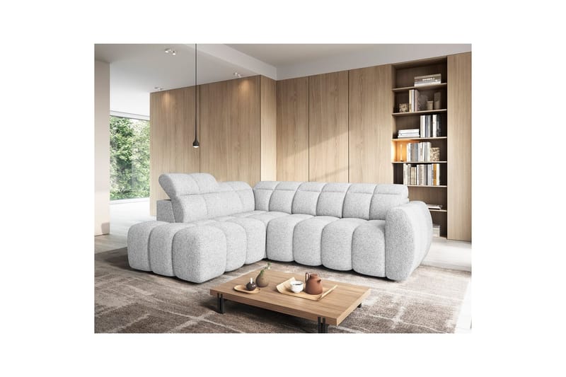 Hörnsoffa Eltap Flconn 258x208x107 cm - Korallin 01, Grå, Vänster - Möbler - Vardagsrum - Bäddsoffor