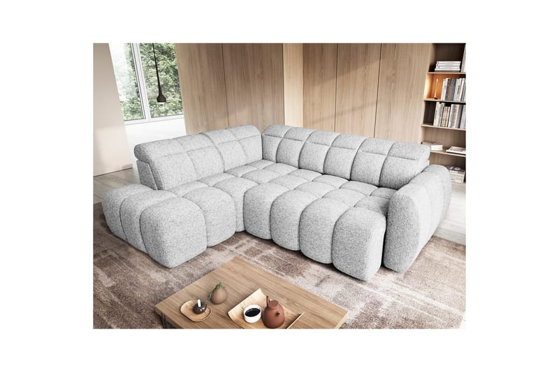 Hörnsoffa Eltap Flconn 258x208x107 cm - Korallin 01, Grå, Vänster - Möbler - Vardagsrum - Bäddsoffor