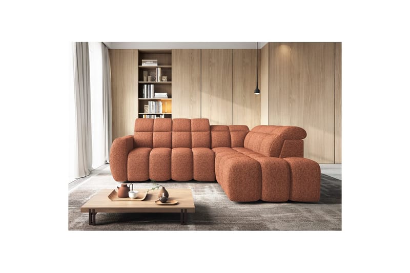 Hörnsoffa Eltap Flconn 258x208x107 cm - Korallin 30, Orange, Höger - Möbler - Vardagsrum - Bäddsoffor