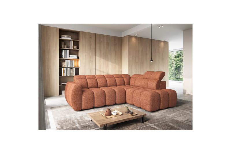 Hörnsoffa Eltap Flconn 258x208x107 cm - Korallin 30, Orange, Höger - Möbler - Vardagsrum - Bäddsoffor