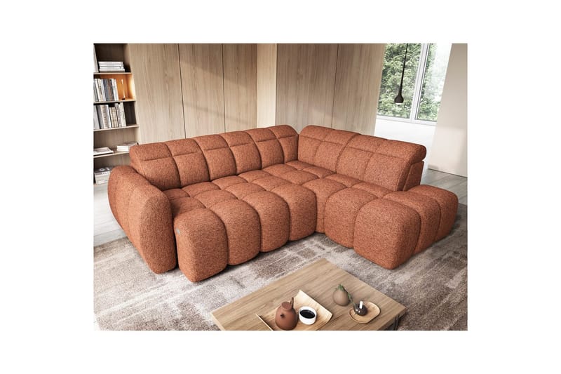 Hörnsoffa Eltap Flconn 258x208x107 cm - Korallin 30, Orange, Höger - Möbler - Vardagsrum - Bäddsoffor