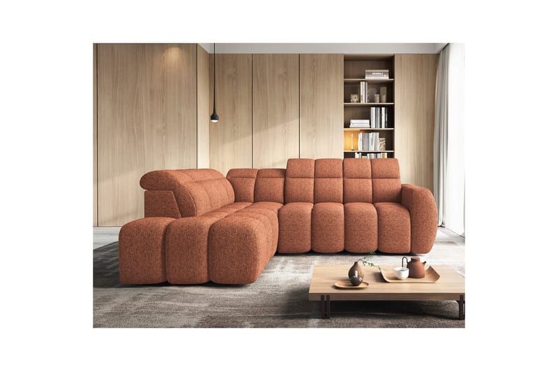Hörnsoffa Eltap Flconn 258x208x107 cm - Korallin 30, Orange, Vänster - Möbler - Vardagsrum - Bäddsoffor