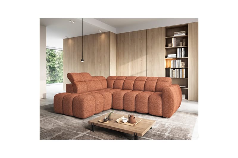 Hörnsoffa Eltap Flconn 258x208x107 cm - Korallin 30, Orange, Vänster - Möbler - Vardagsrum - Bäddsoffor