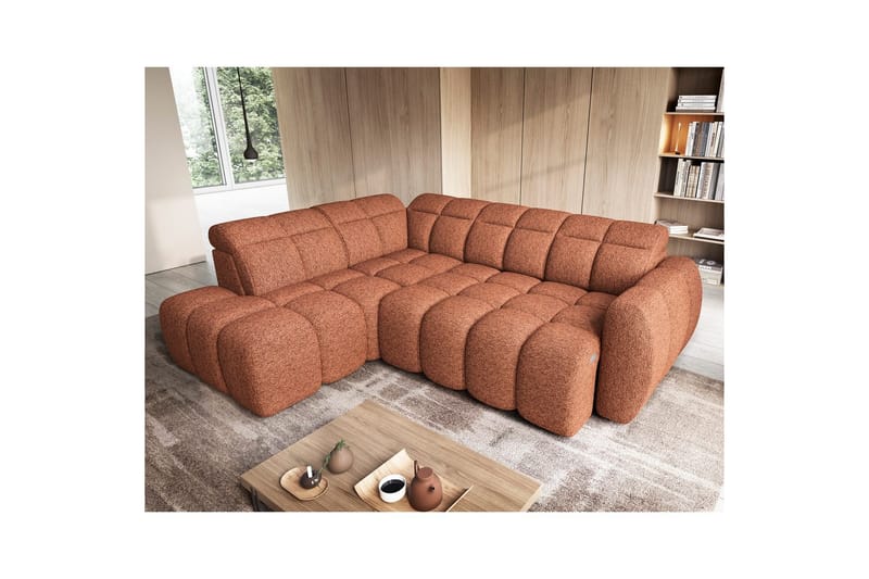 Hörnsoffa Eltap Flconn 258x208x107 cm - Korallin 30, Orange, Vänster - Möbler - Vardagsrum - Bäddsoffor