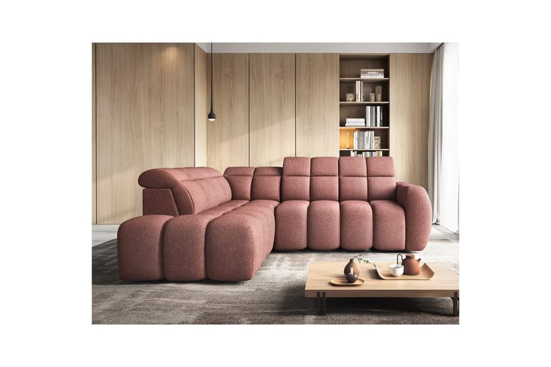 Hörnsoffa Eltap Flconn 258x208x107 cm - Paolli 24, Rosa, Vänster - Möbler - Vardagsrum - Bäddsoffor