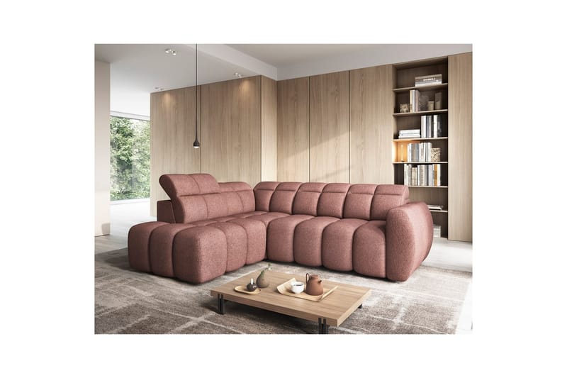 Hörnsoffa Eltap Flconn 258x208x107 cm - Paolli 24, Rosa, Vänster - Möbler - Vardagsrum - Bäddsoffor