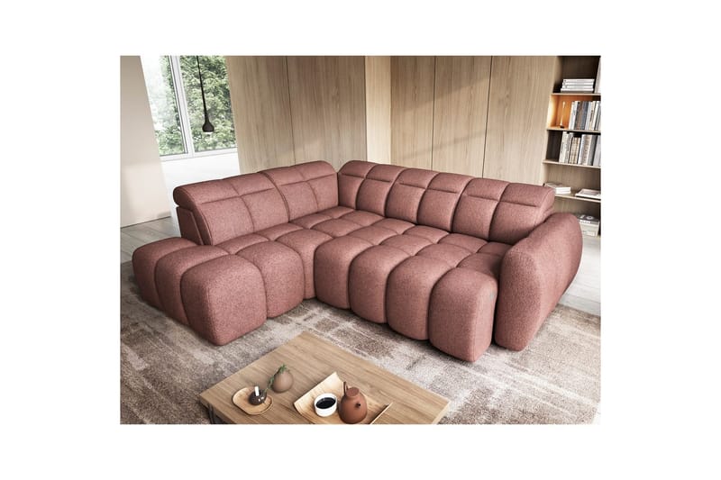 Hörnsoffa Eltap Flconn 258x208x107 cm - Paolli 24, Rosa, Vänster - Möbler - Vardagsrum - Bäddsoffor