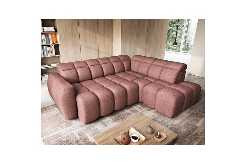 Hörnsoffa Eltap Flconn 258x208x107 cm - Paolli 24, Rosa, Höger - Möbler - Vardagsrum - Bäddsoffor