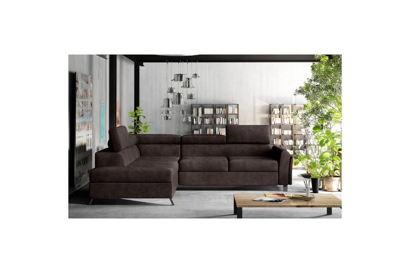 Hörnsoffa Eltap Kairos 265x200x92 cm - Dora 28, Mörkbrun, Vänster - Möbler - Vardagsrum - Bäddsoffor