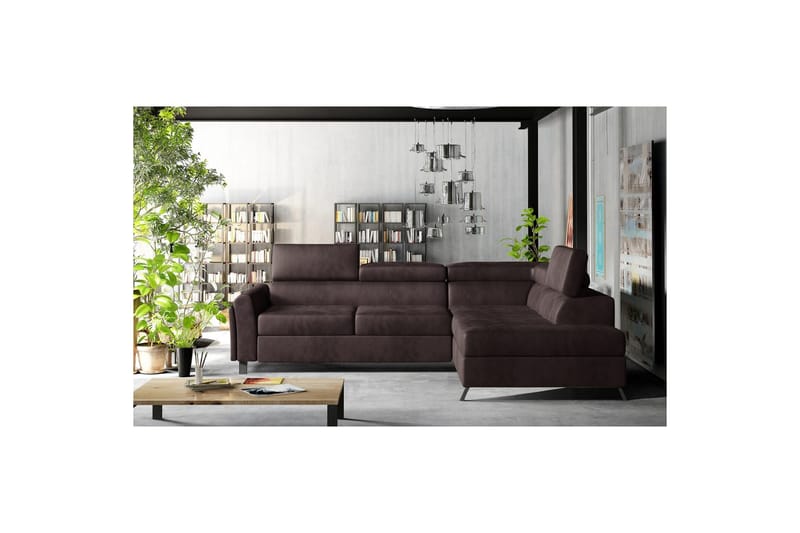 Hörnsoffa Eltap Kairos 265x200x92 cm - Mat Velvet 29, Brun, Höger - Möbler - Vardagsrum - Bäddsoffor