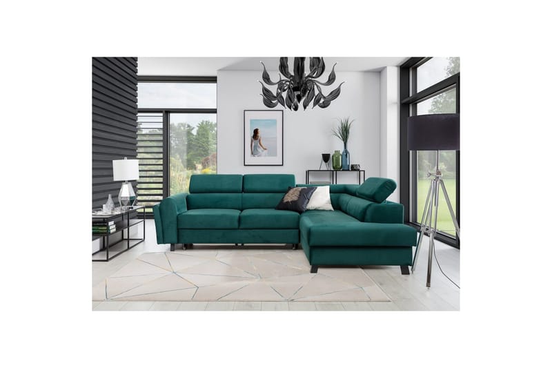 Hörnsoffa Eltap Kairos 265x200x92 cm, Monolit 37, Grön, Höger