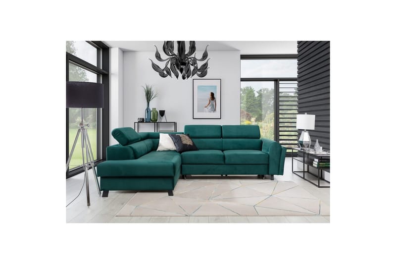 Hörnsoffa Eltap Kairos 265x200x92 cm, Monolit 37, Grön, Vänster