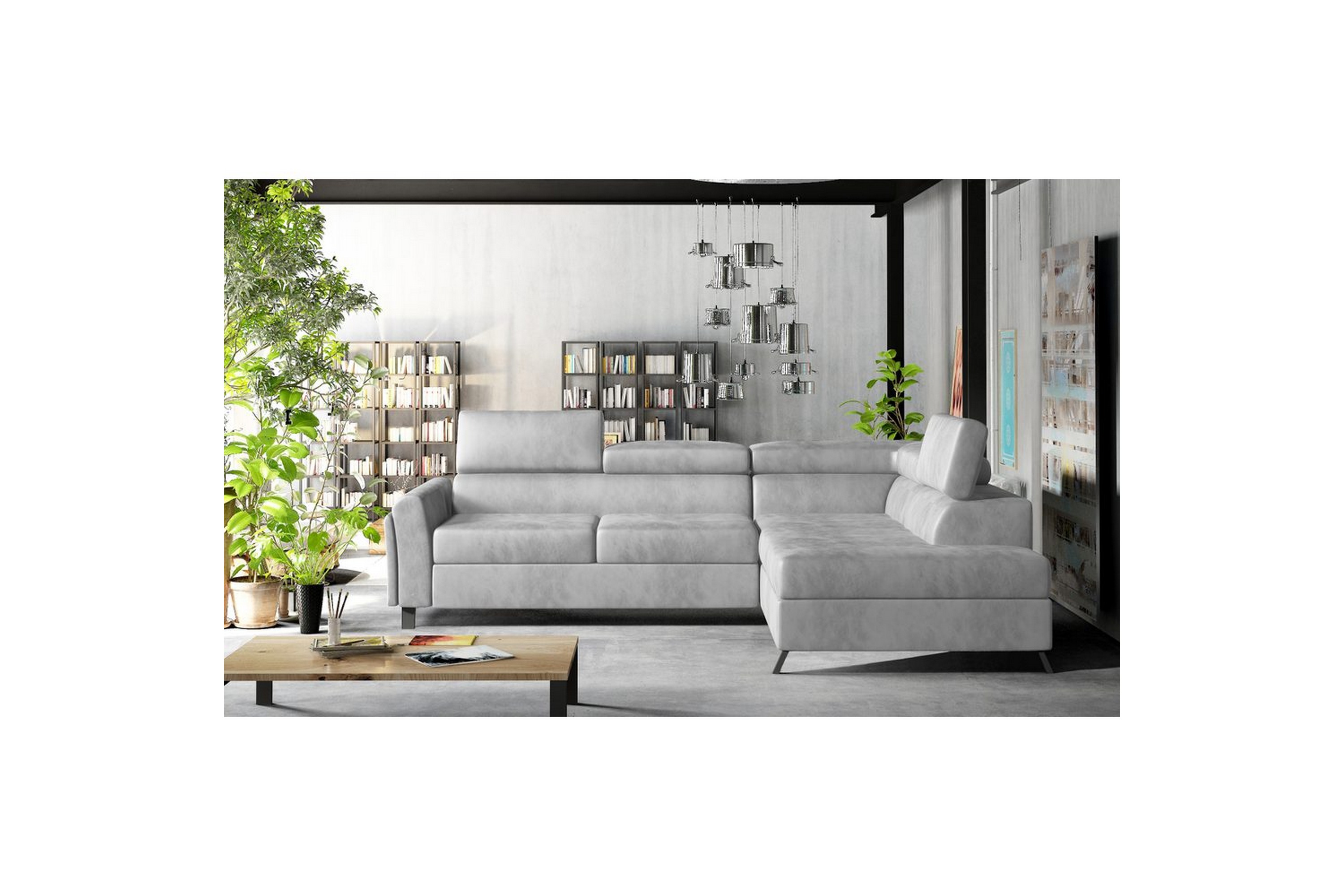 hörnsoffa eltap kairos 265x200x92 cm - monolit 84, ljusgrå, höger