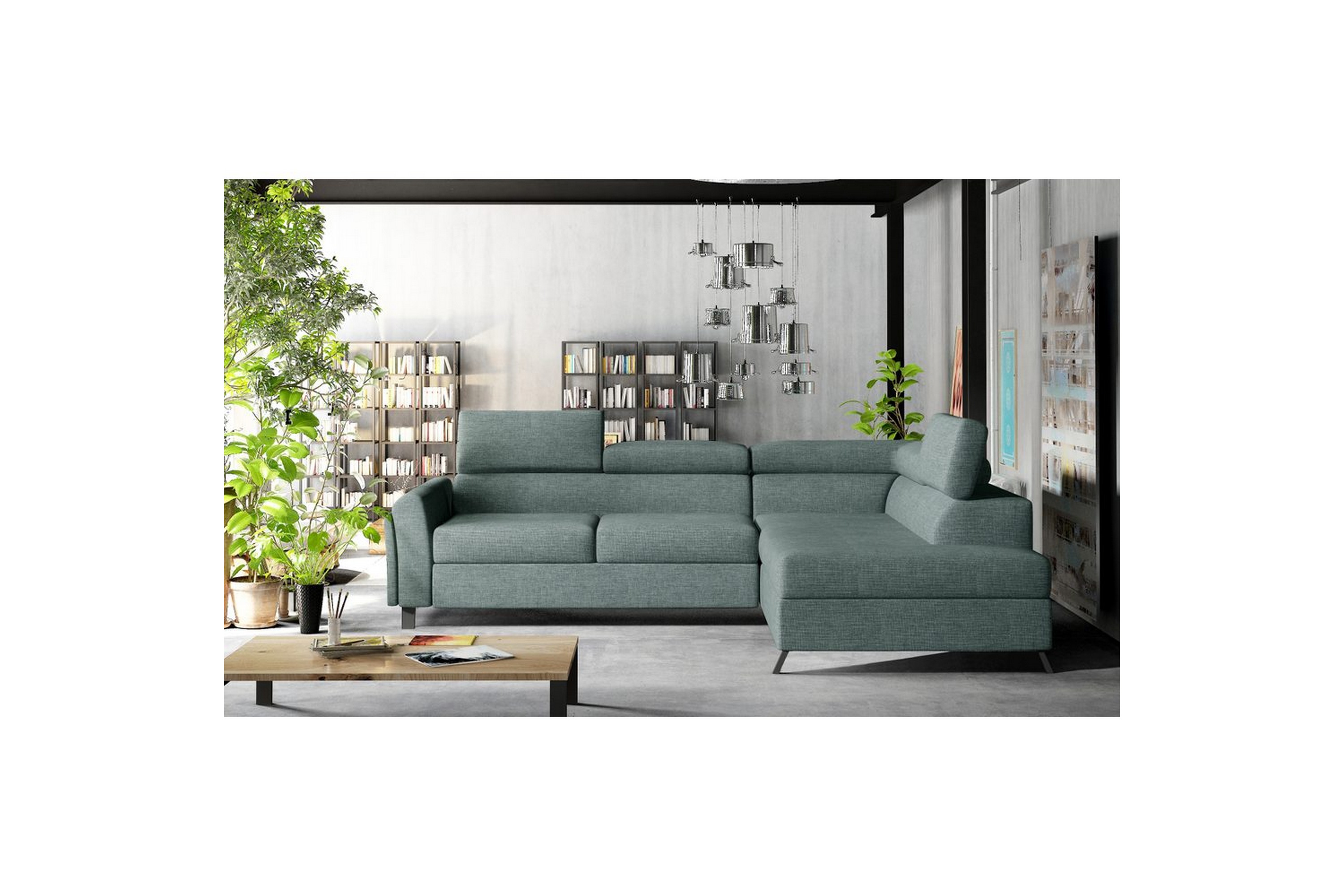 hörnsoffa eltap kairos 265x200x92 cm - överdrag 70, blå, höger