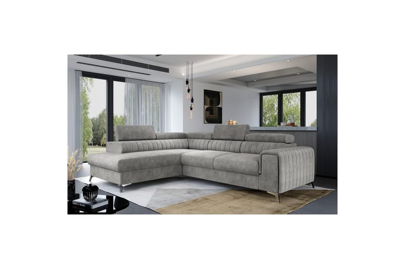 Hörnsoffa Eltap Laurence 278x205x92 cm - Dora 90, Grå, Vänster - Möbler - Vardagsrum - Bäddsoffor