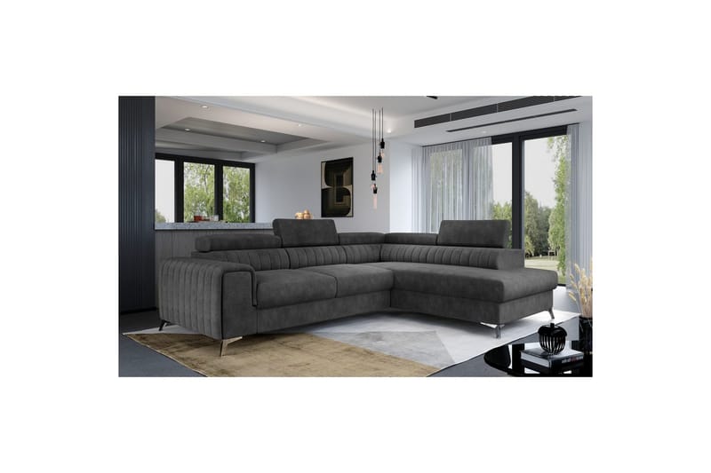 Hörnsoffa Eltap Laurence 278x205x92 cm - Dora 96, Svart, Höger - Möbler - Vardagsrum - Bäddsoffor