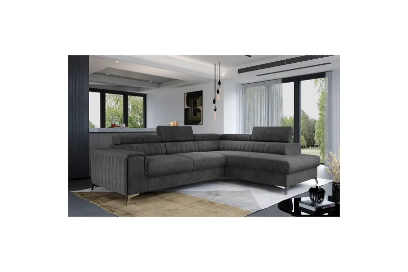 Hörnsoffa Eltap Laurence 278x205x92 cm, Dora 96, Svart, Höger