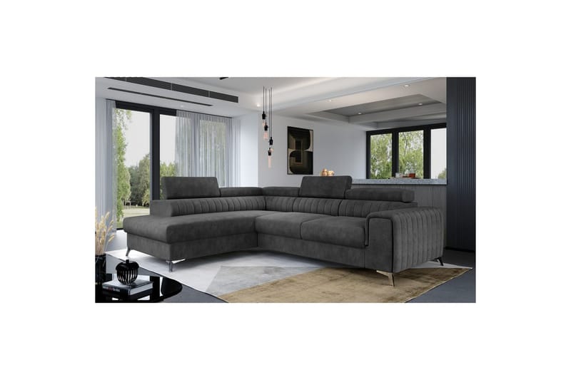 Hörnsoffa Eltap Laurence 278x205x92 cm - Dora 96, Svart, Vänster - Möbler - Vardagsrum - Bäddsoffor
