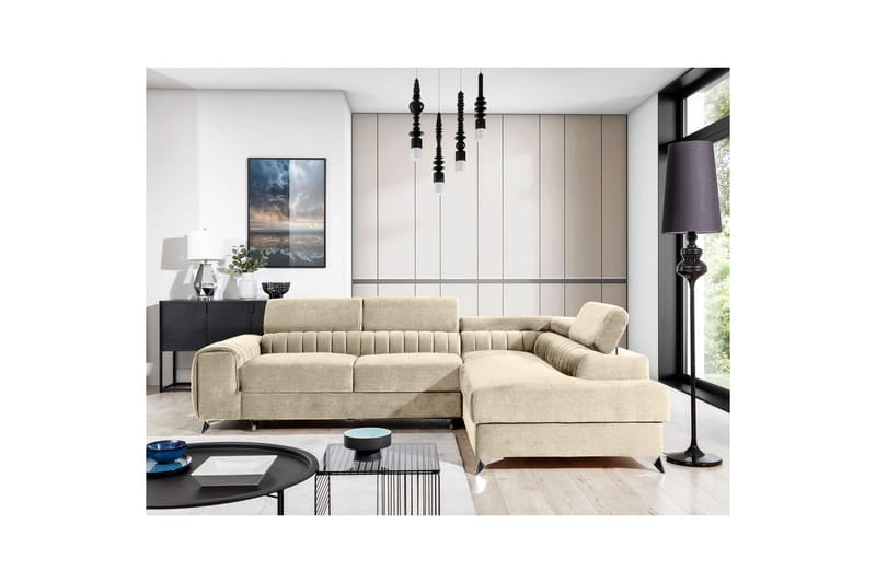 Hörnsoffa Eltap Laurence 278x205x92 cm - Monolith 04, Ljus Beige, Höger - Möbler - Vardagsrum - Bäddsoffor